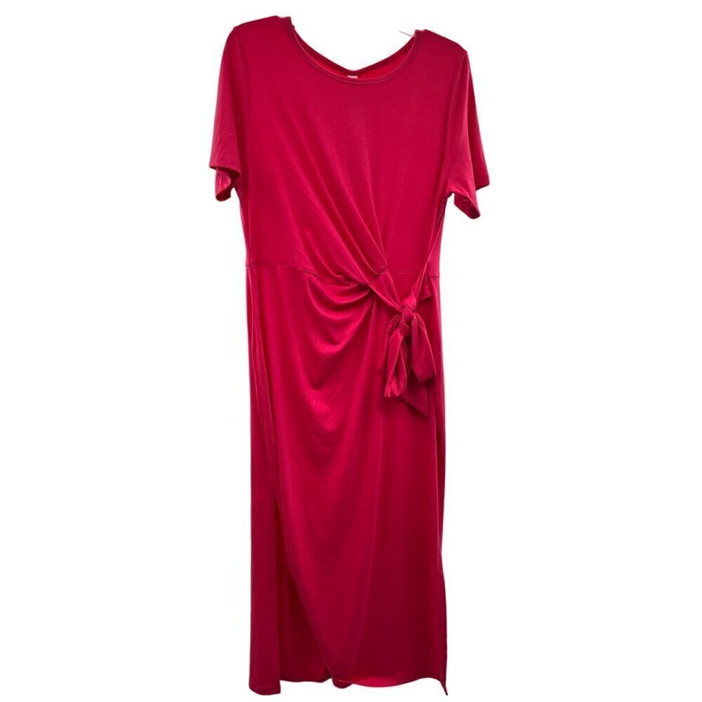 Exlura Women's Short Sleeve Tie Front Maxi Dress Pink Size XL NEW